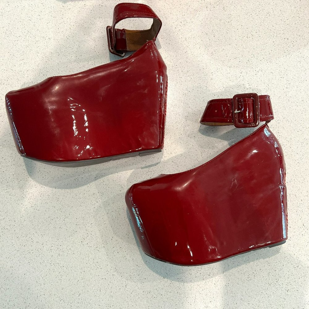 Deep Red Jeffrey Campbell Pointe Ballerina Flatforms Size 13M